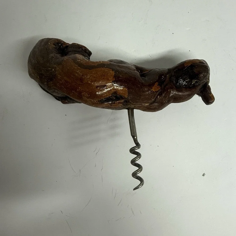 Vintage‎ Burl Grape Vine Root Wood Cork Screw Wine Bottle Opener Brown Bar 7